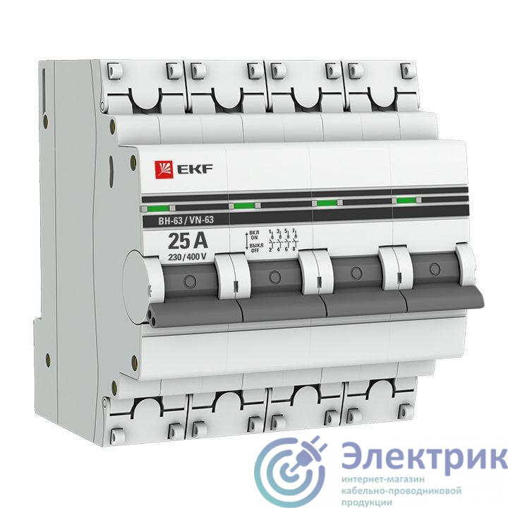 Выключатель нагрузки 4п 25А ВН-63 PROxima EKF SL63-4-25-pro