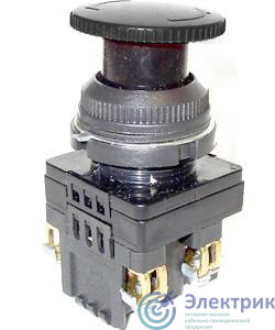 Выключатель кнопочный КЕ-131 У3 исп.3 2р гриб с фиксацией IP40 10А 660В черн. Электротехник ET529300