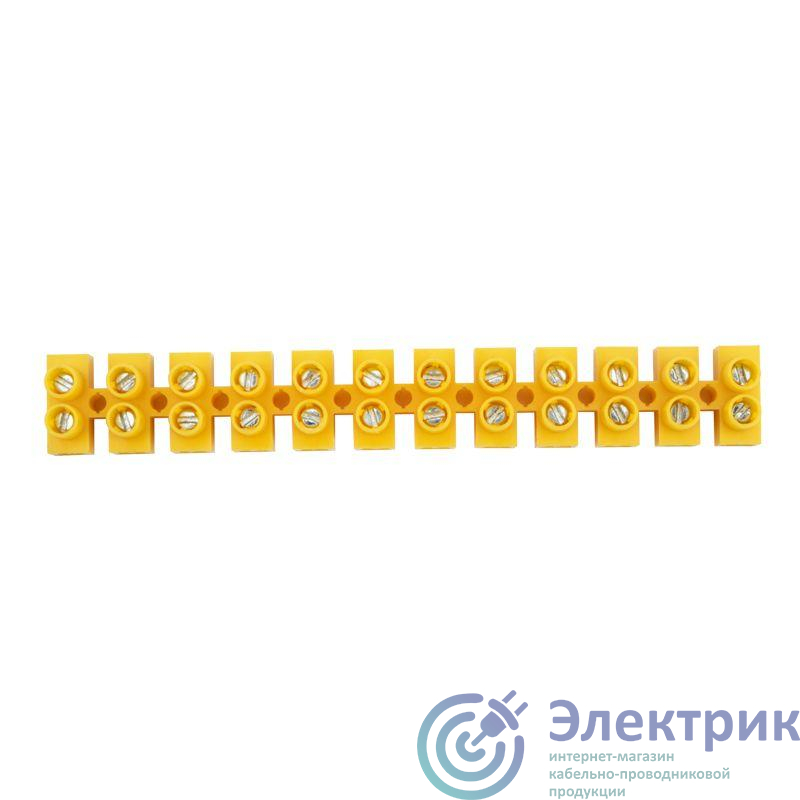Колодка клеммная винтовая KВ-6 2.5-6 ток 6А полиэтилен желт. (уп.10шт) Rexant 07-5006-3