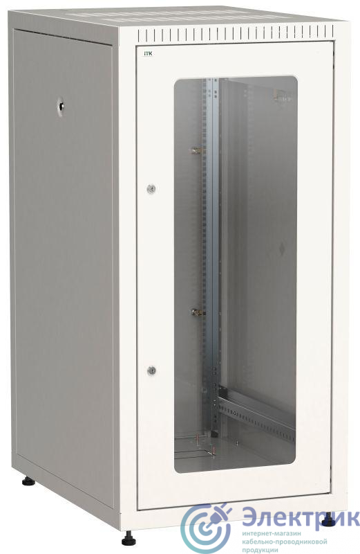 Шкаф сетевой LINEA E 18U 600х800мм стекл. передняя дверь задняя металлическая сер. ITK LE35-18U68-GM