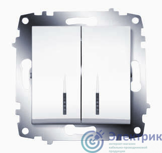 Выключатель 2-кл. 1мод. СП Cosmo 10А IP20 с подсветкой механизм бел. ABB 619-010200-203