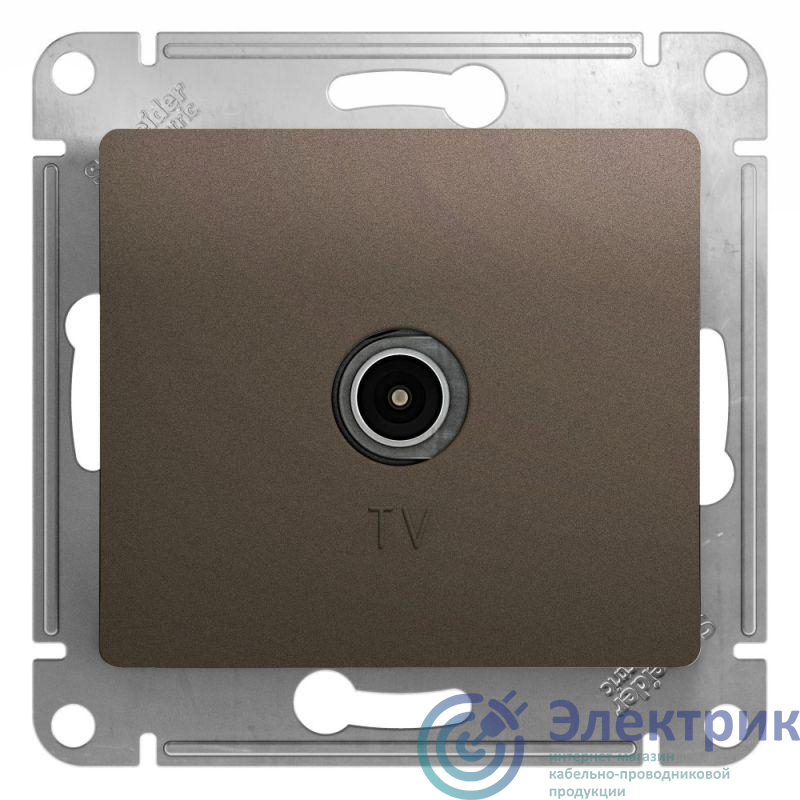 Розетка телевизионная TV Glossa коннектор механизм шоколад SE GSL000893