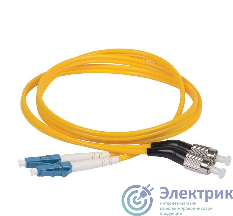 Патч-корд оптический коммутационный переходной для одномодового кабеля (SM); 9/125 (OS2); FC/UPC-LC/UPC; двойного исполнения (Duplex); LSZH (дл.1м) ITK FPC09-FCU-LCU-C2L-1M