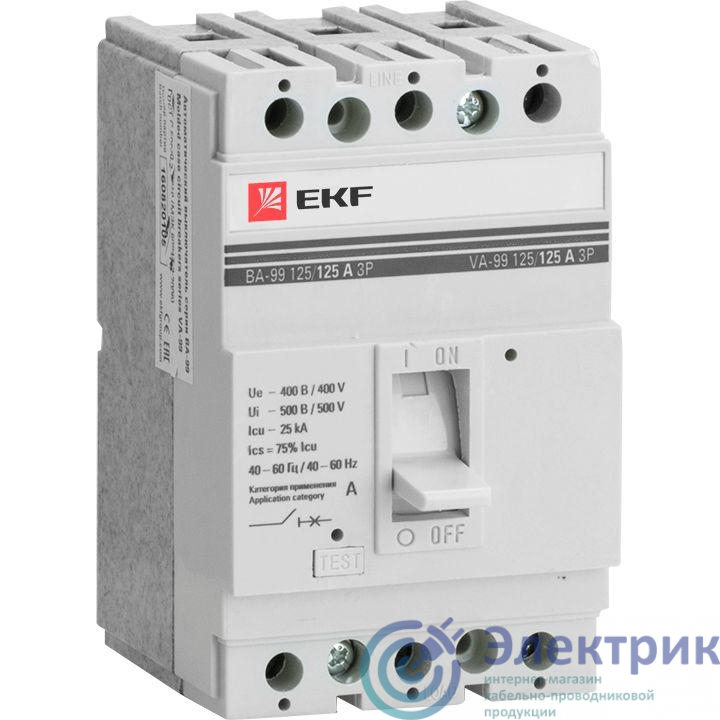 Выключатель автоматический 3п 125/80А 25кА ВА-99 PROxima EKF mccb99-125-80
