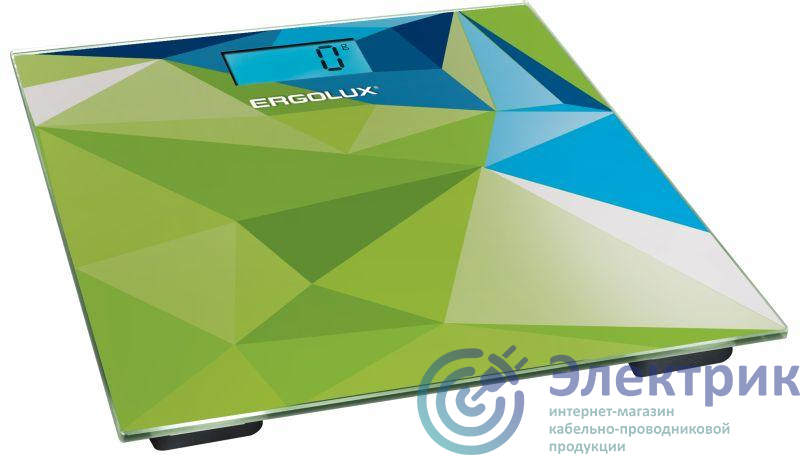 Весы напольные ELX-SB03-C34 до 180кг LED подсветка абстракция зелено-син. Ergolux 13435