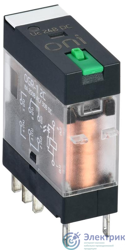 Реле общего назначения OGR-1 2C 220В AC с LED и тест. кнопкой ONI OGR-1-2C-AC220V-L-B