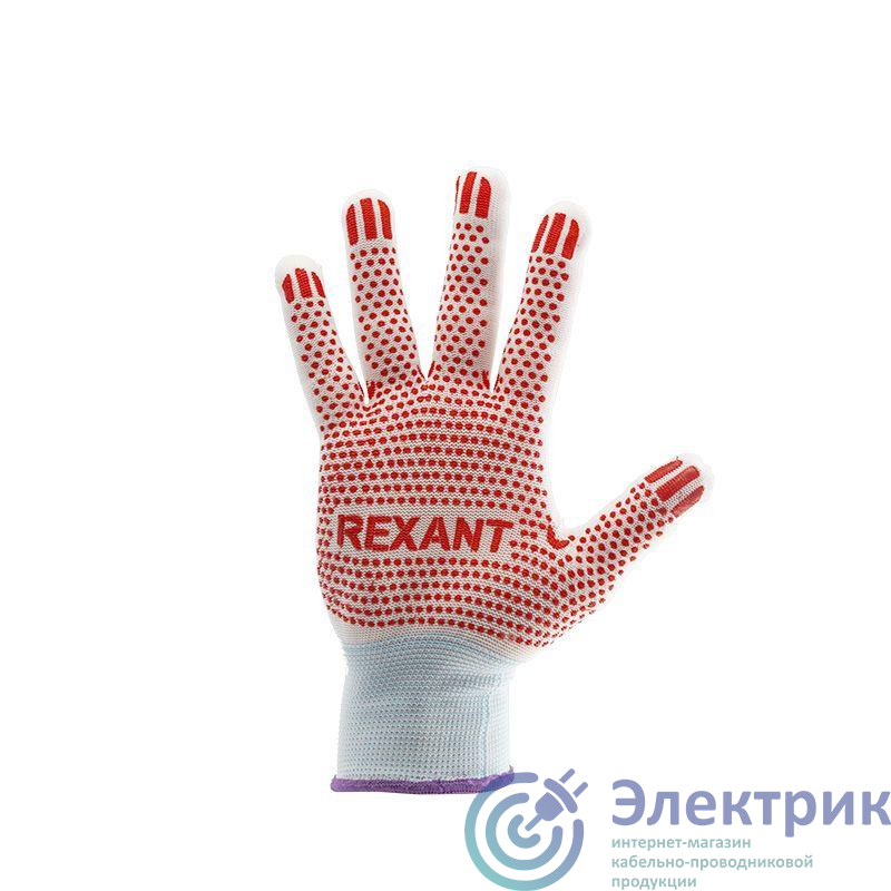 Перчатки х/б нейлоновые (точка ПВХ) бел. Rexant 09-0202-2