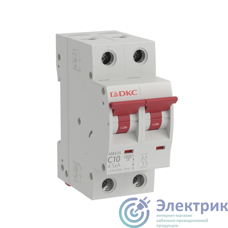 MB63S-2PC10 | Выключатель автоматический модульный 2п C 10А 4 5кА MB63 YON
