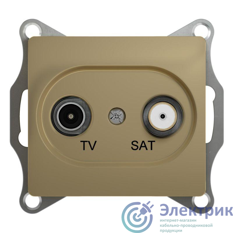 Розетка телевизионная оконечная TV/SAT 2-м СП Glossa 1дБ механизм титан SE GSL000497