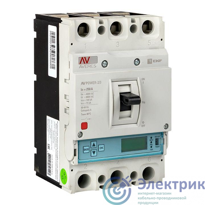Выключатель автоматический 250А 100кА AV POWER-2/3 ETU6.0 AVERES EKF mccb-23-250H-6.0-av