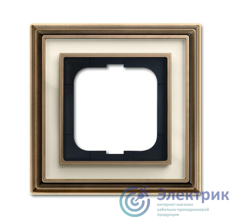 Рамка 1-м Династия Латунь античная стекло бел. ABB 2CKA001754A4580