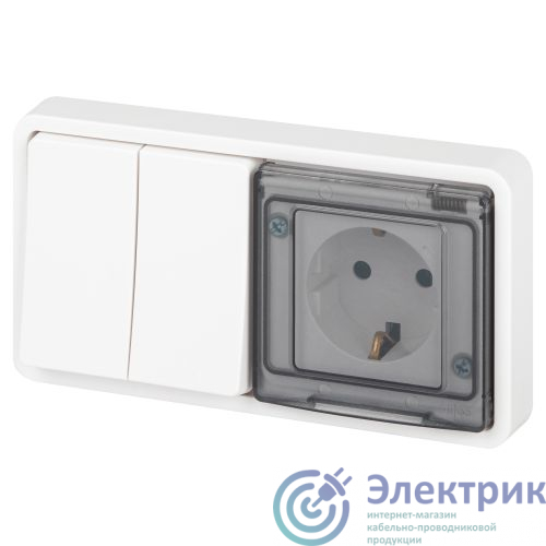 Б0063274 | Блок СП Эксперт 11-7522-01 (розетка + выключатель) 16A IP55 250В 10AX двойн. бел. Эра