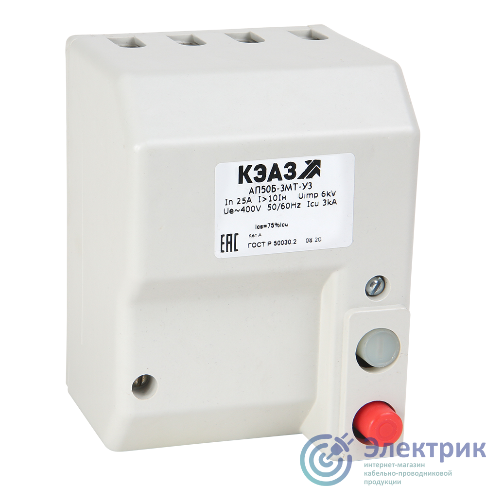 107437 | Выключатель автоматический АП50Б-3МТ-10А-10Iн-400AC-1П-IP54-У2 КЭАЗ 
