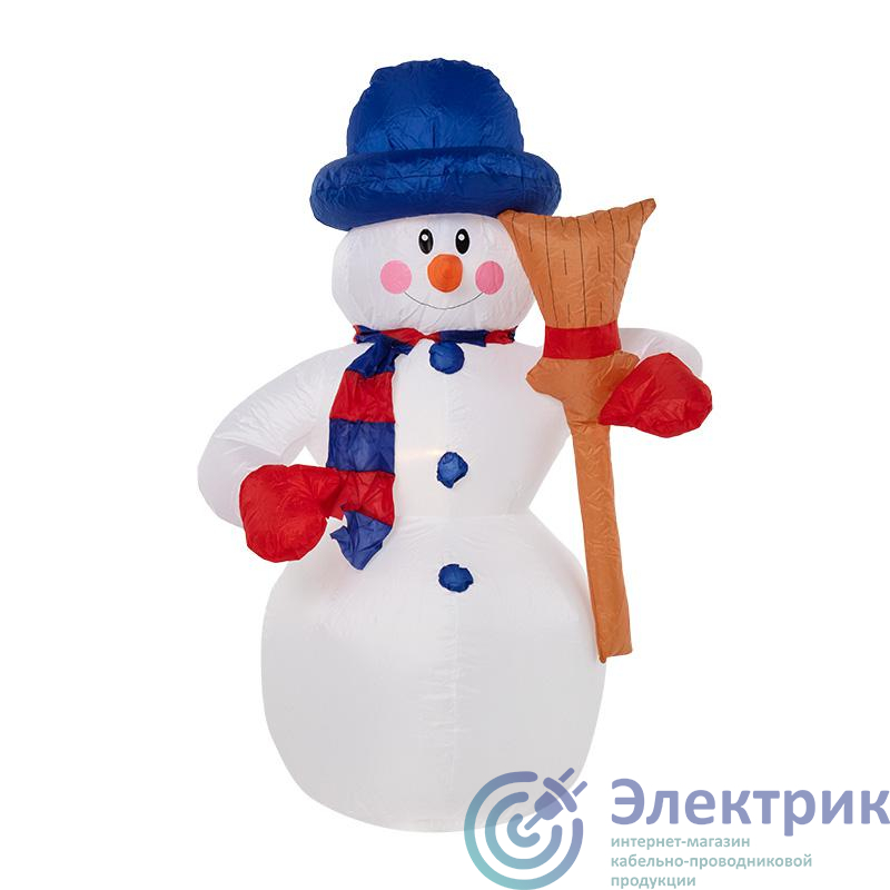 Фигура "Снеговик с метлой" 3D надувная 180см внутр. подсв. 15Вт 12В IP65 (с блоком питания и компрес.) NEON-NIGHT 511-122