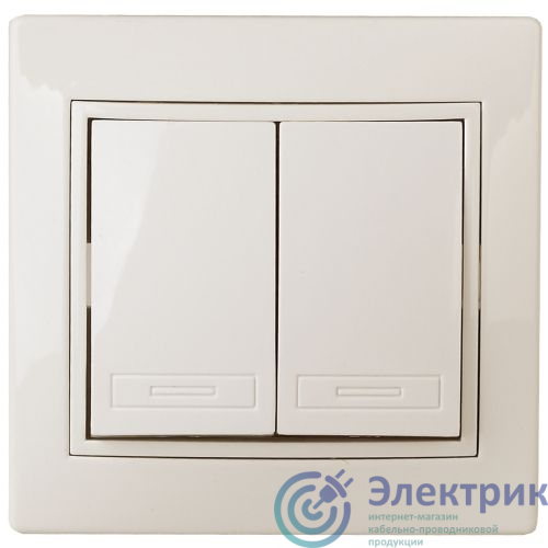 Б0053804 | Переключатель 2-кл. СП Plano 1-107-02 10А 250В IP20 слон. кость Intro