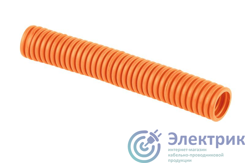Труба гофрированная ПП тяжелая d32мм с протяжкой оранж. (уп.25м) Ruvinil 43211
