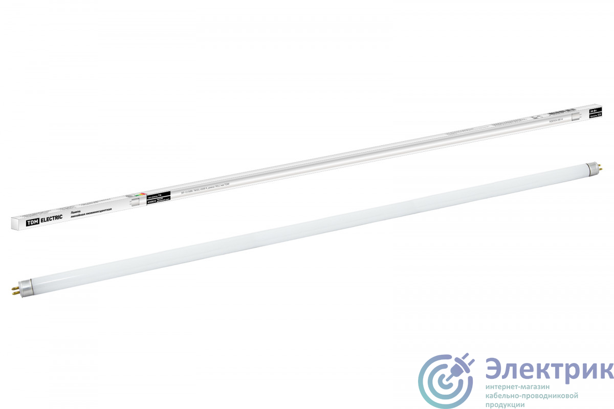 Лампа люминесцентная линейная двухцокольная ЛЛ-12/30Вт, T4/G5, 6500 К, длина  765.2 мм TDM