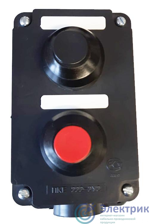 Пост управления ПКЕ 222-2 У2 10А 660В 2 элемента черн. и красн. цилиндр (с протектором) накладной IP54 Электротехник ET012026