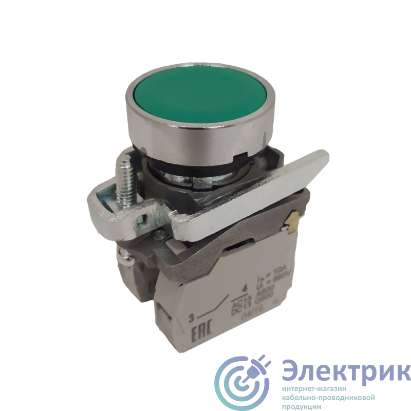 Кнопка КМЕ4210мС-зеленый-1но+0нз-цилиндр-IP65 КЭАЗ 284295