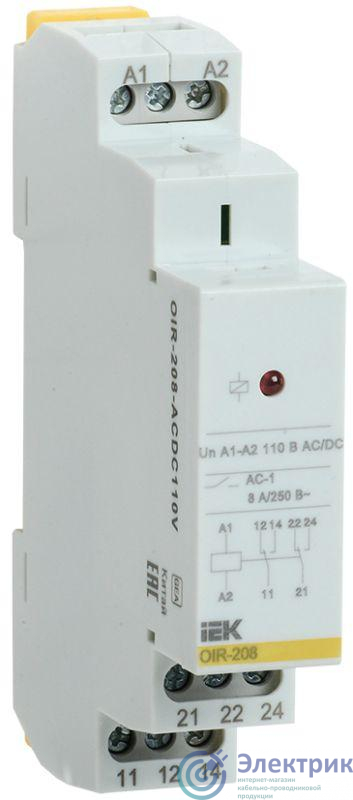 Реле промежуточное OIR 2 конт. (8А) 110В AC/DC IEK OIR-208-ACDC110V