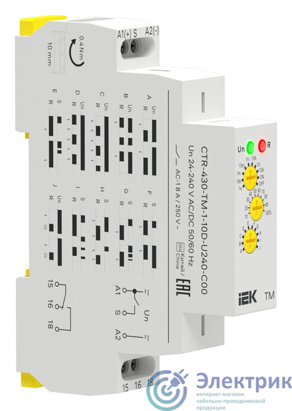 CTR-430-TM-1-10D-U240-C00 | Реле времени многофункц. TM 1 контакт 24-240В AC/DC IEK 
