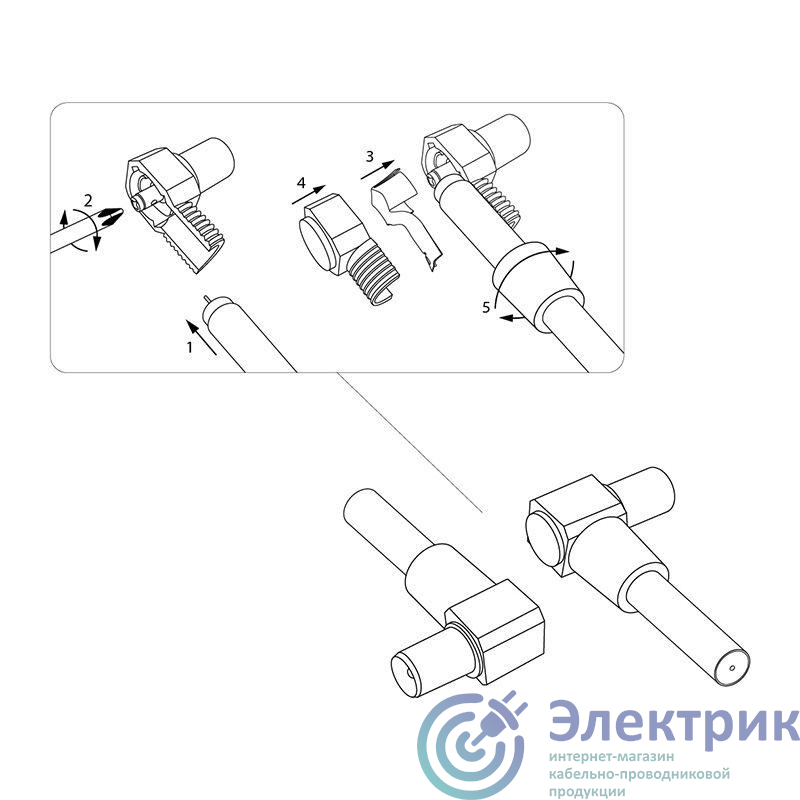 Разъем штекер TВ без пайки бел. угловой (инд. упак.) Rexant 05-2061-1