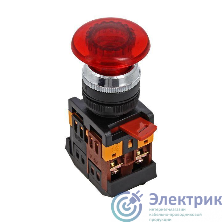 Кнопка "Грибок" AELA-22 NO+NC 24В с подсветкой красн. PROxima EKF pbn-aela-1r-24