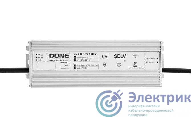 DL-200H-V24-RXG | Драйвер для светодиодной ленты DONE POWER  200Вт 24В IP67 199х63х37мм VARTON