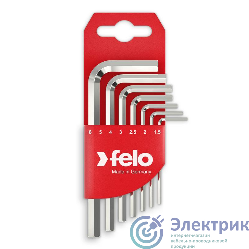 Набор ключей шестигранных Г-образ. короткие 7шт HEX 1.5-6.0мм Felo 34500711