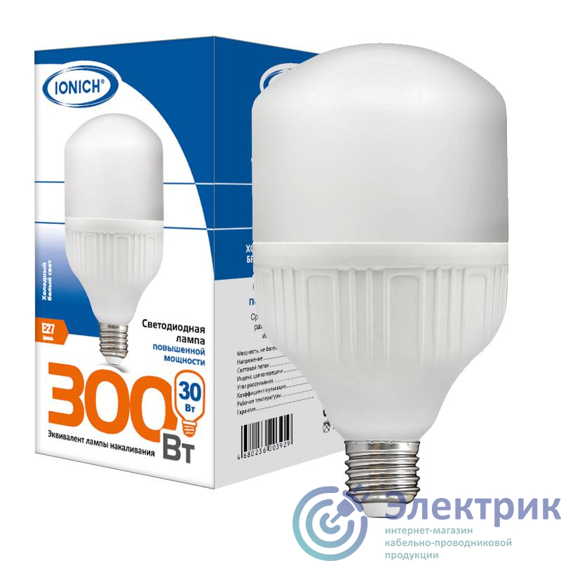 Лампа светодиодная ILED-SMD2835-Т100-30-2700-220-6.5-E27 30 Вт 6500К холод. бел. 2700лм E27 220В IONICH 1506