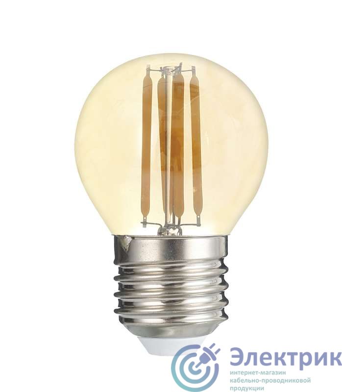 Лампа светодиодная филаментная PLED OMNI 6Вт G45 3000К тепл. бел. E27 230В/50Гц Gold JazzWay 5021242