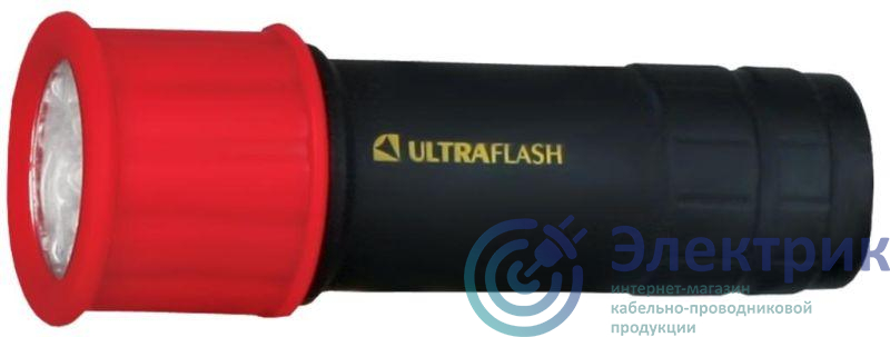 Фонарь LED15001-A (3XR03 светофор красн. с черн. 9 LED блистер) Ultraflash 10479