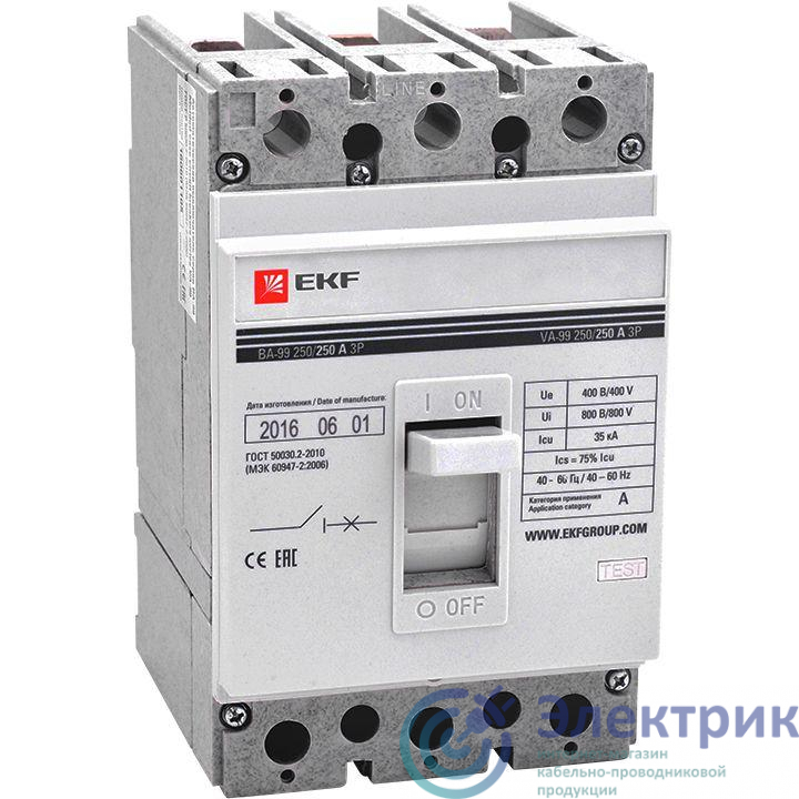 Выключатель автоматический 3п 250/63А 35кА ВА-99 PROxima EKF mccb99-250-63