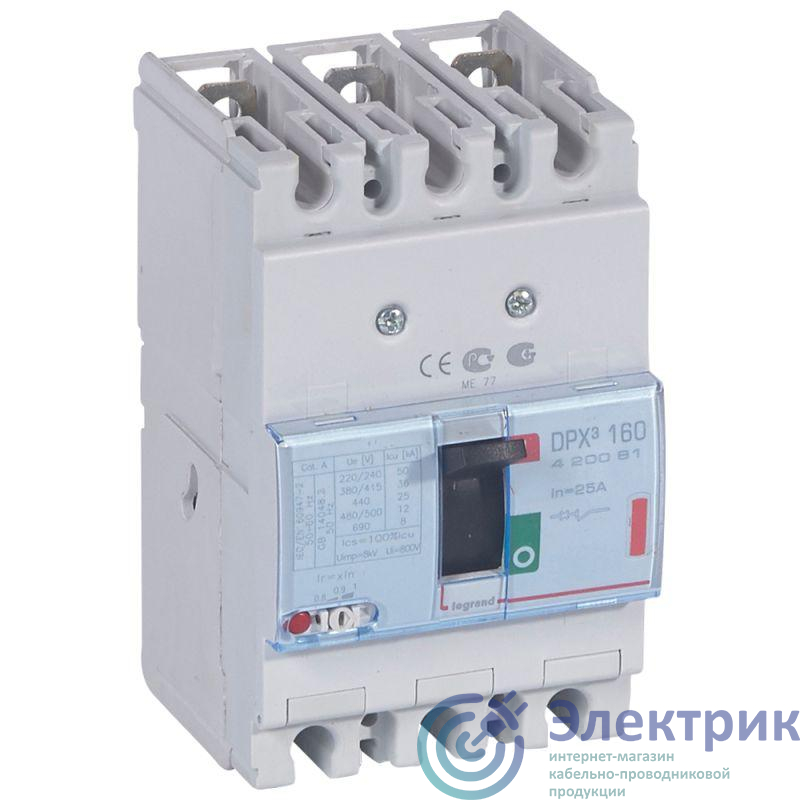 Выключатель автоматический 3п 25А 36кА DPX3 160 термомагнитн. расцеп. Leg 420081