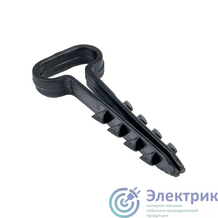 Дюбель-хомут d6х14мм для плоского кабеля полипропилен черн. (уп.50шт) EKF plc-cd-6x14b