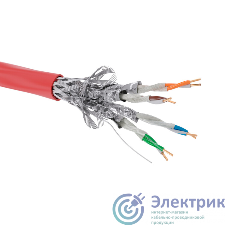 Кабель CAT 7, S/FTP, нг(А)-FRHF, бухта 500м, красный | RN7SFA04RD | DKC