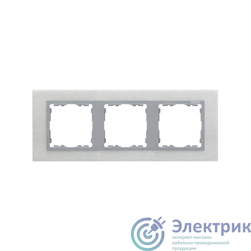 82937-34 | Рамка 3-м Simon82 Nature матов. сталь/алюм. (метал.) Simon
