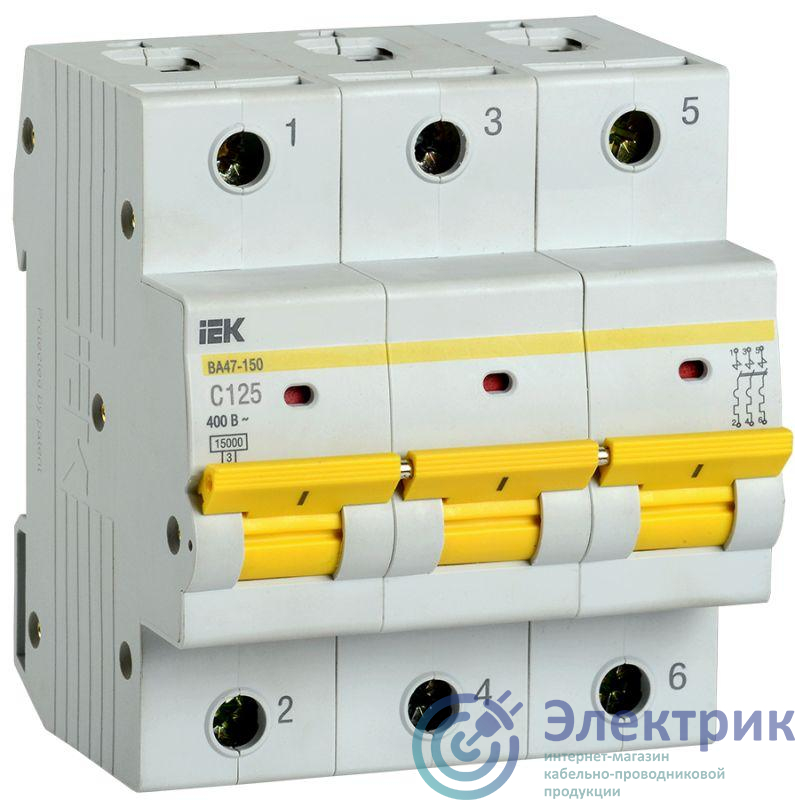 Выключатель автоматический модульный 3п C 125А 15кА ВА47-150 KARAT IEK MVA50-3-125-C