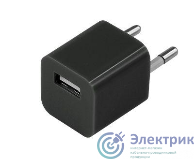 Устройство зарядное сетевое квадрат USB (СЗУ) (1000mA) черн. Rexant 18-1910