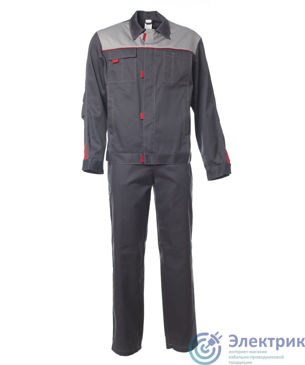 Костюм Фаворит летний куртка ткань, брюки, темно-серый с серым 48-50 96-100,182-188