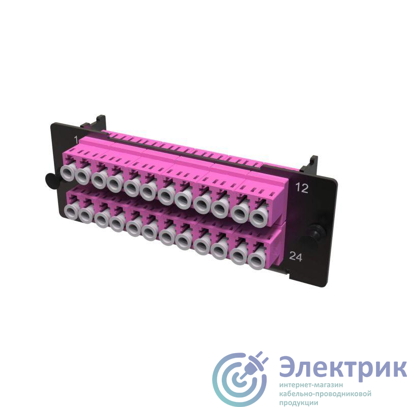 Планка адаптерная с установленными 12xLC Duplex адаптерами (цвет адаптера - пурпурный) OM4 1 HU DKC RNAP12L1U4