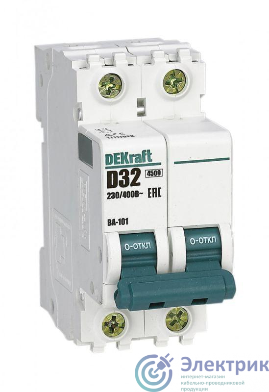 Выключатель автоматический модульный 2п D 32А 4.5кА ВА-101 DEKraft 11117DEK
