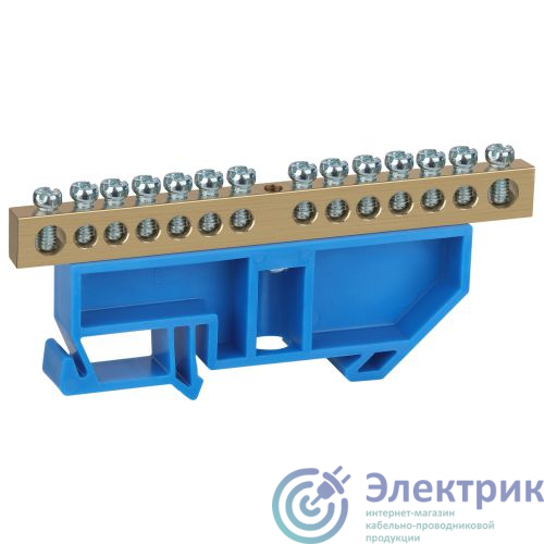 Б0062906 | Шина N "ноль" на DIN-изоляторе ШНИ-8х12-14-Д син. NO-224-93 Эра