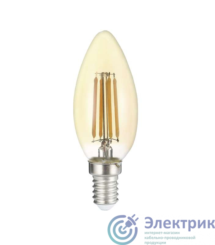 Лампа светодиодная филаментная PLED OMNI 8Вт C35 4000К нейтр. бел. E14 230В/50Гц Gold JazzWay 5020948