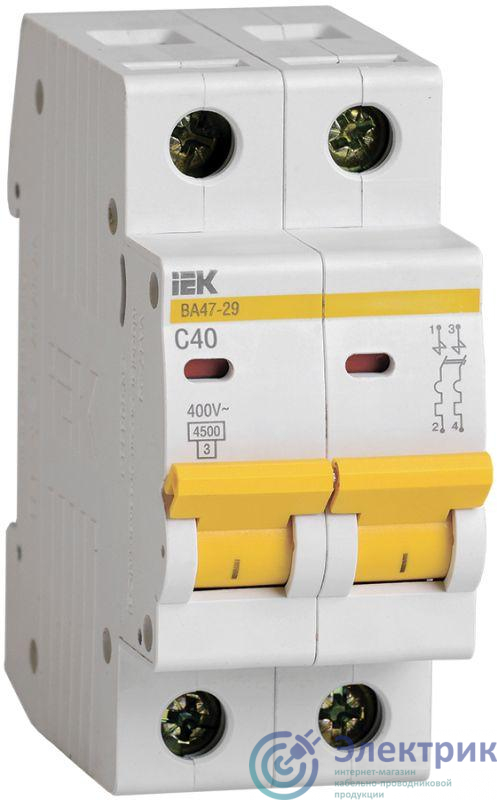 Выключатель автоматический модульный 2п C 40А 4.5кА ВА47-29 KARAT IEK MVA20-2-040-C