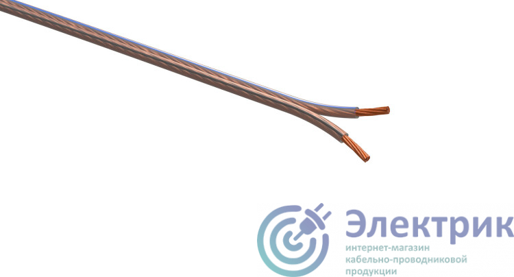 A-35-S Акустический кабель 2х0.35 мм2 прозрачный, 100м (12/576) | Б0048270 | ЭРА