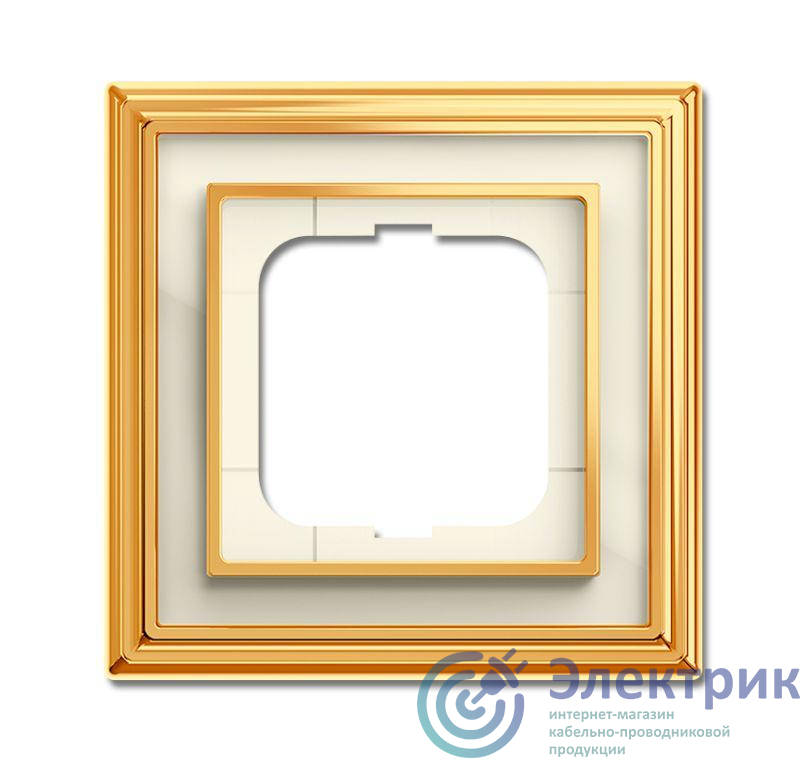 Рамка 1-м Династия Латунь полированная стекло бел. ABB 2CKA001754A4560