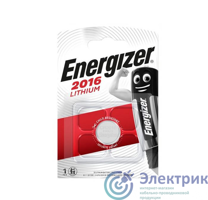 Элемент питания литиевый CR2016 ENR Lithium FSB1 (блист.1шт) Energizer E301021802