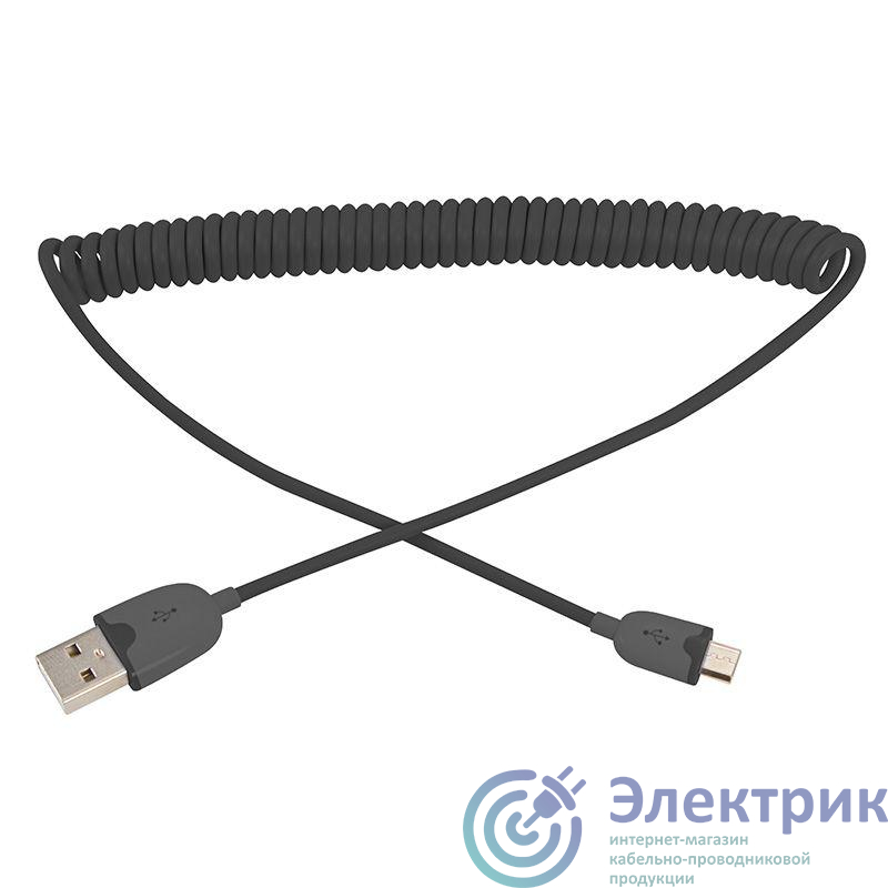 Кабель USB универсальный microUSB шнур витой 1м черн. Rexant 18-4300