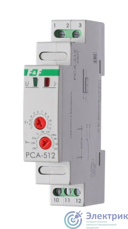 Реле времени PCA-512 8А 230В 1 перекл. IP20 задержка выключ. монтаж на DIN-рейке F&F EA02.001.001
